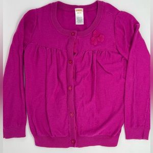 GYMBOREE: Magenta Cardigan, Flower Embellishments, Size M (7-8)